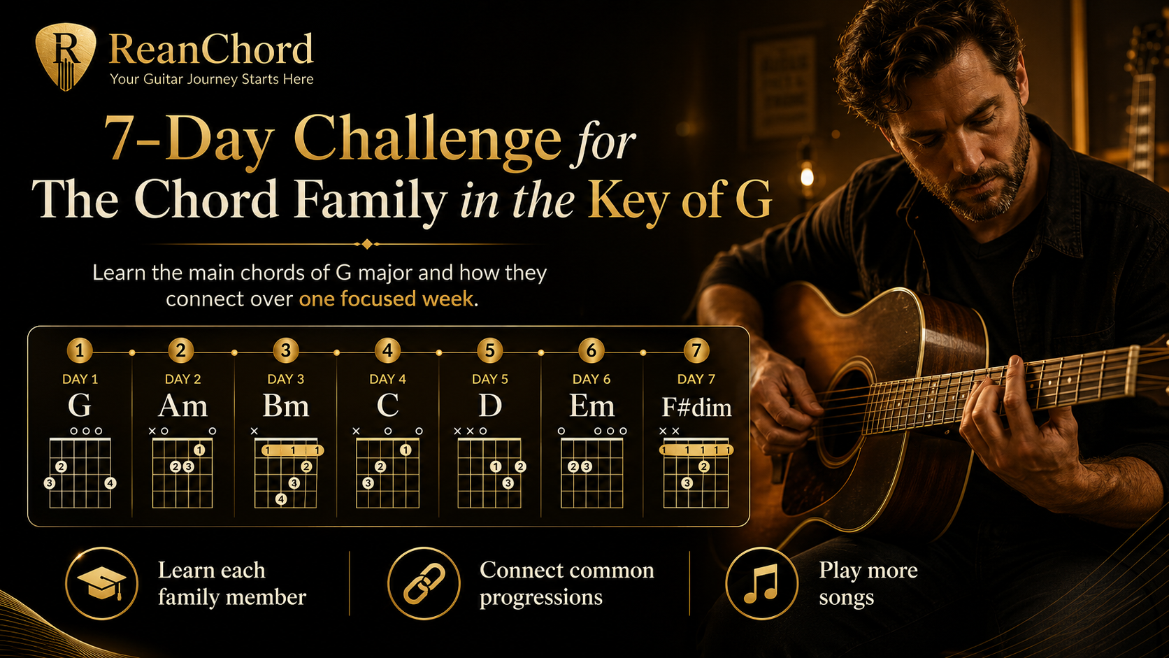 7-Day Challenge for The Chord Family in the Key of `G`