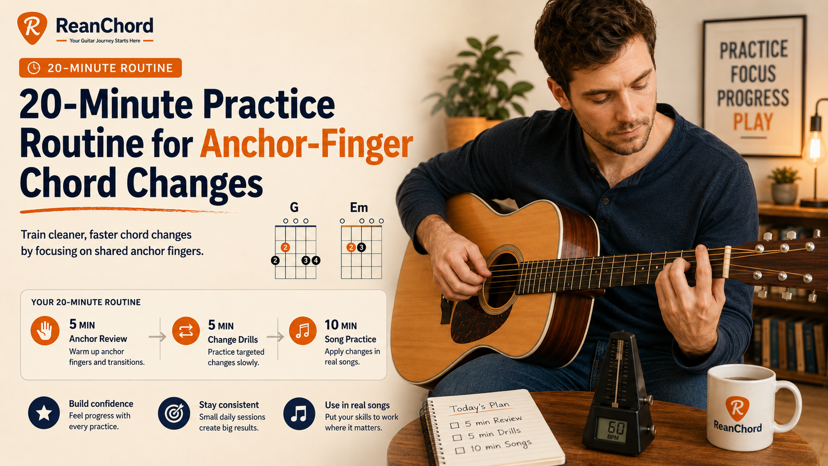20-Minute Practice Routine for Anchor-Finger Chord Changes