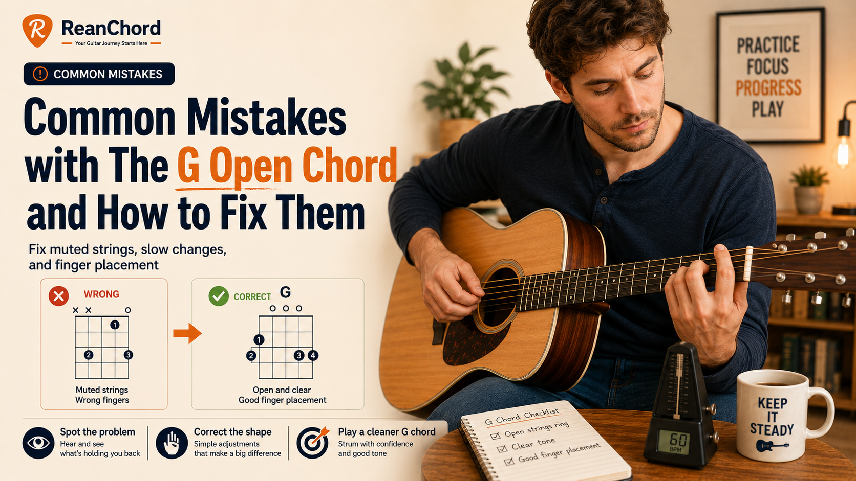 Common Mistakes with The `G` Open Chord and How to Fix Them