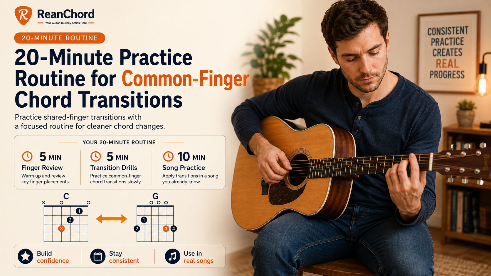 20-Minute Practice Routine for Common-Finger Chord Transitions