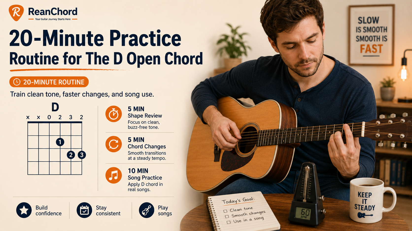20-Minute Practice Routine for The `D` Open Chord