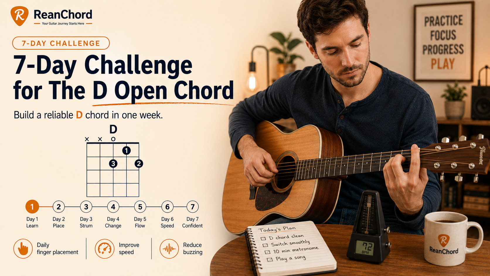 7-Day Challenge for The `D` Open Chord