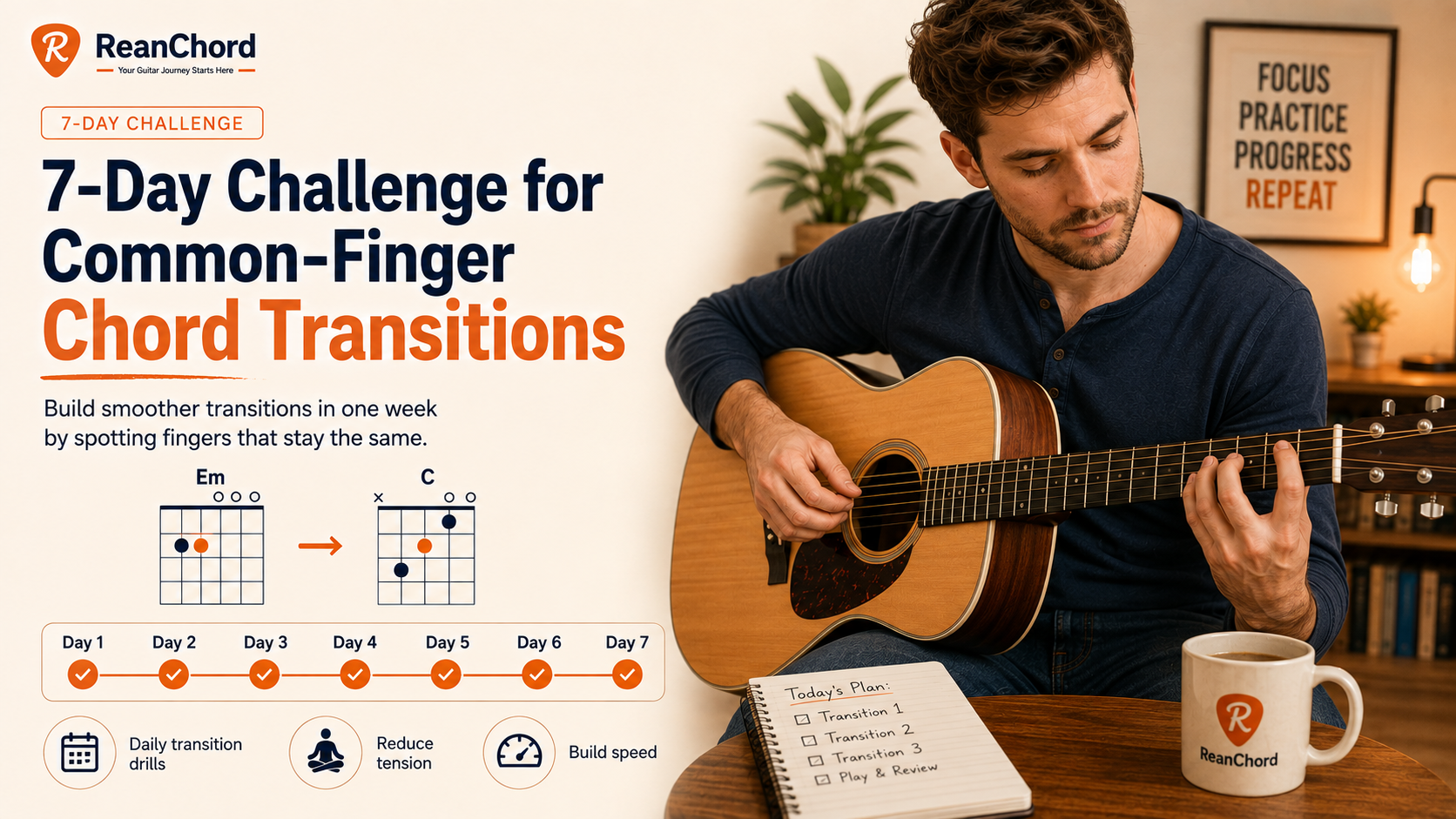 7-Day Challenge for Common-Finger Chord Transitions