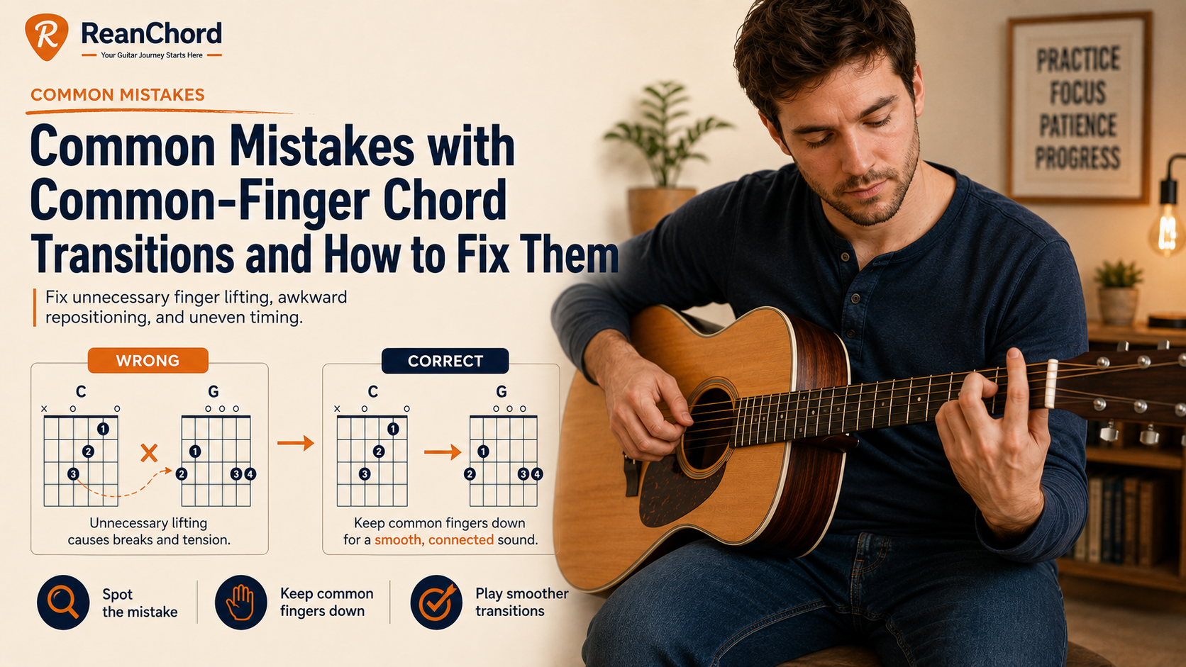Common Mistakes with Common-Finger Chord Transitions and How to Fix Them