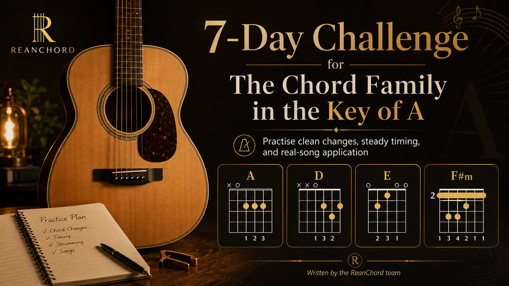 7-Day Challenge for The Chord Family in the Key of `A`