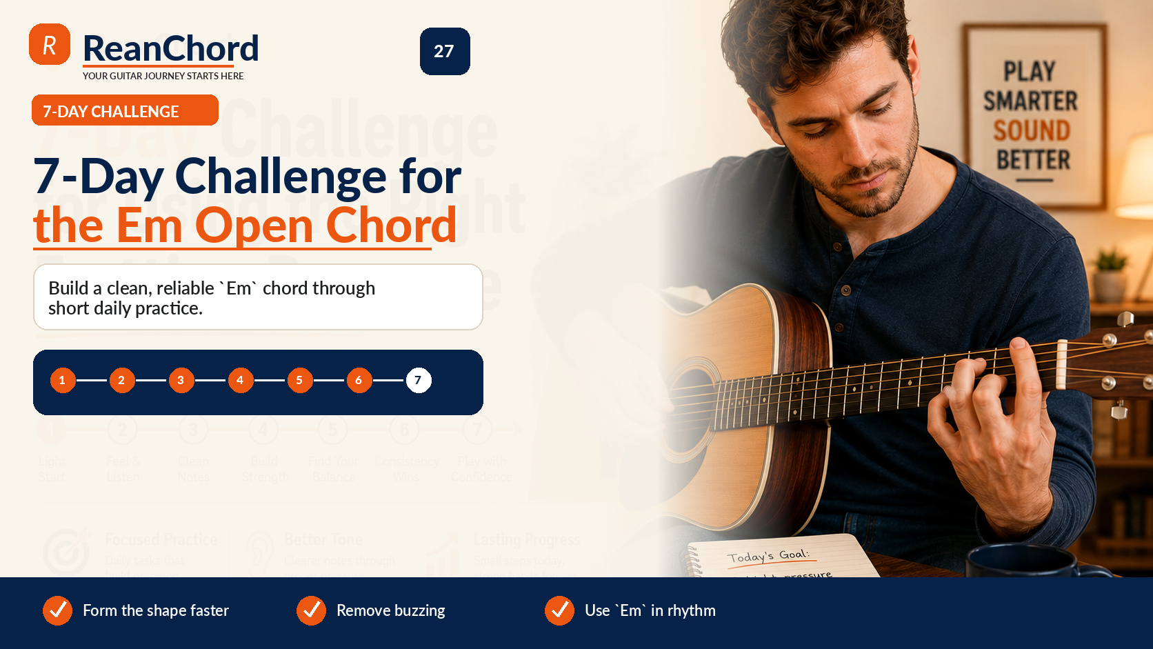 7-Day Challenge for The `Em` Open Chord